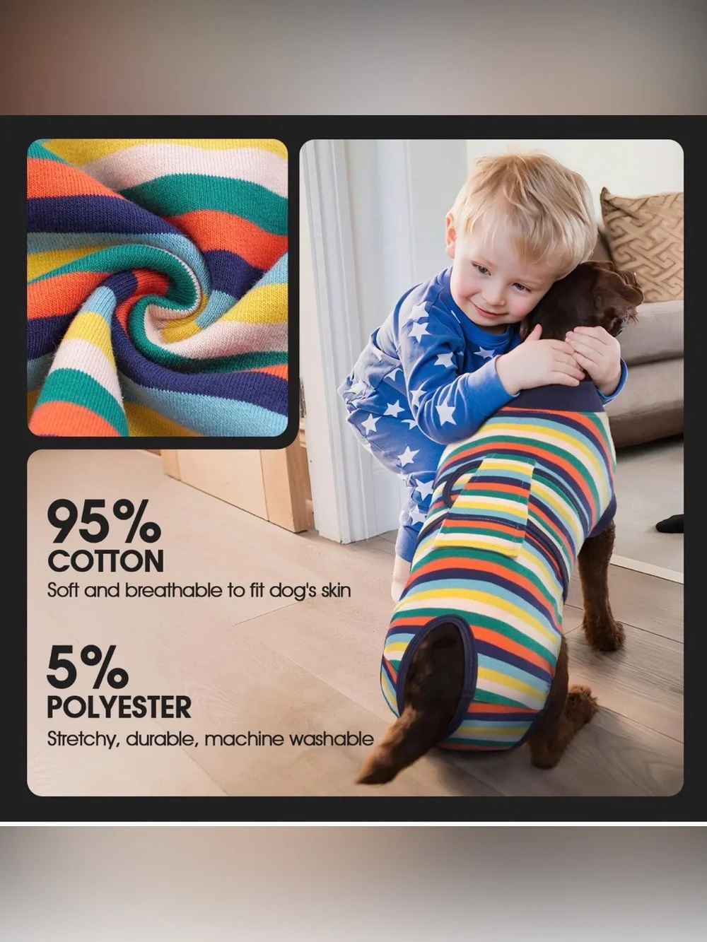 Striped Multicolor Dog Shirt - Rainbow Stripes